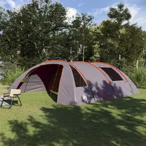 vidaXL Tente tunnel avec toit Gris et orange 700 x 590 x 215 cm pas cher