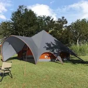 vidaXL Tente tipi avec toit Gris et orange 600 x 600 x 347 cm pas cher