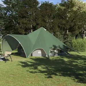 vidaXL Tente tipi avec toit avec évent Vert et gris 600 x 600 x 347 cm pas cher