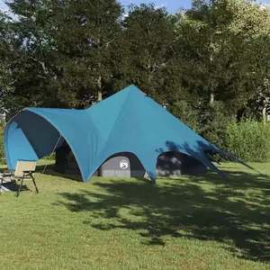 vidaXL Tente tipi avec toit avec évent Bleu et gris 600 x 600 x 347 cm pas cher