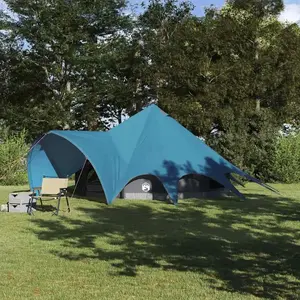 vidaXL Tente tipi avec toit avec évent Bleu et gris 600 x 600 x 347 cm pas cher