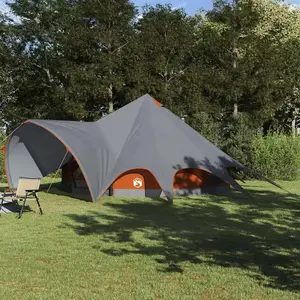 vidaXL Tente tipi avec toit Gris et orange 600 x 600 x 347 cm pas cher