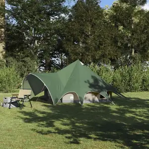 vidaXL Tente tipi avec toit avec évent Vert et gris 600 x 600 x 347 cm pas cher