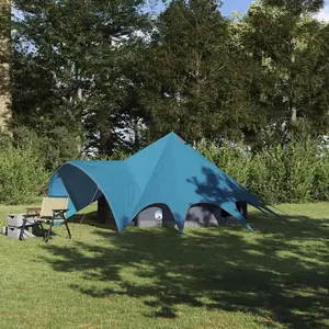 vidaXL Tente tipi avec toit avec évent Bleu et gris 600 x 600 x 347 cm pas cher
