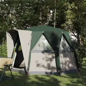 vidaXL Tente Cabane avec toit Vert et blanc 320 x 320 x 203 cm pas cher