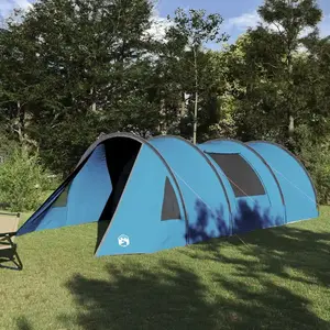 vidaXL Tente tunnel avec toit Bleu et gris 778 x 356 x 210 cm pas cher