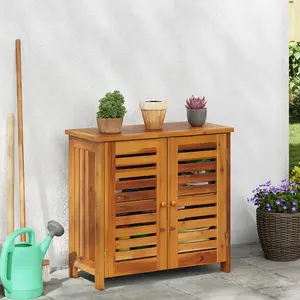 vidaXL Armoire de jardin Marron 78 x 36.5 x 78cm Bois d'acacia massif pas cher