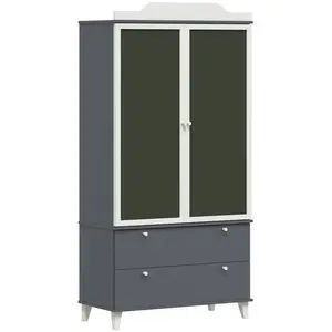 vidaXL Armoire Tableau Noir avec porte Gris et blanc Bois d'ingénierie pas cher