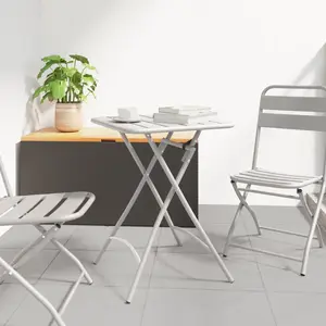 vidaXL Table De Jardin Pliante Vidaxl Beige 55x55x73 Cm Acier pas cher
