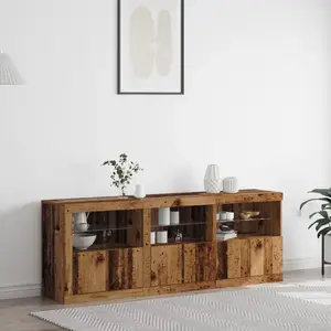Comparateur de prix : vidaXL Vidaxl Buffet Avec Lumières Led Bois Ancien 181.5x37x67 Cm Bois Reconstitué