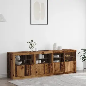 Comparateur de prix : vidaXL Vidaxl Buffet Avec Lumières Led En Vieux Bois 202x37x67 Cm Bois Reconstitué