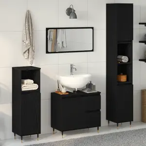 vidaXL Ensemble de mobilier de salle de bain 3 pcs Chêne noir pas cher