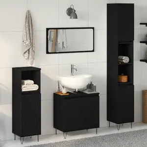 Comparateur de prix : vidaXL Ensemble de mobilier de salle de bain 3 pcs Chêne noir