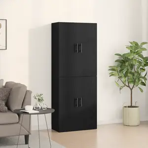 vidaXL Armoire Murale Montage mural 2 pcs Chêne noir 69,5 x 34 x 90 cm pas cher
