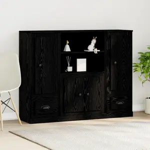 vidaXL Highboard Chêne noir 132 x 35,5 x 103,5 cm Bois d'ingénierie pas cher