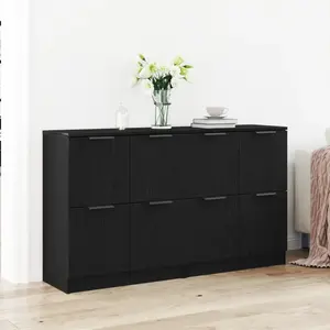 Comparateur de prix : vidaXL Vidaxl Buffets 2 Pcs Chêne Noir 60x30x70 Cm Bois D'ingénierie
