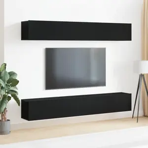 vidaXL Ensemble meuble TV 4 pcs Chêne noir 100 x 30 x 30 cm pas cher