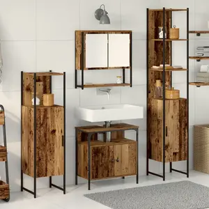 vidaXL Coffret de Mobilier de Salle de Bain 4 Pièces Bois Usé Bois Tranché pas cher