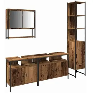 vidaXL Ensemble de mobilier de salle de bain 4 pcs Bois Ancien pas cher