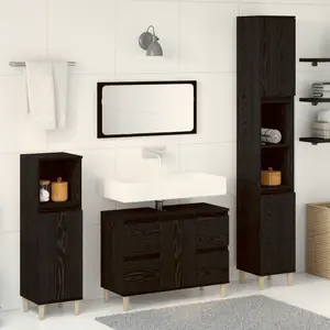 Comparateur de prix : vidaXL Ensemble de mobilier de salle de bain 3 pcs Chêne noir