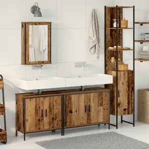 vidaXL Vidaxl Set De Mobilier De Salle De Bain 4 Pièces En Bois Ancien pas cher