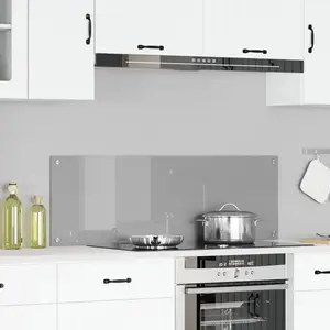 vidaXL Dosseret de Cuisine Gris Clair 120x40x0,6 cm Verre Trempé pas cher
