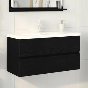 vidaXL Meuble de Lavabo de Salle de Bain Chêne noir 80 x 39 x 62 cm pas cher