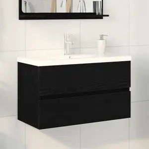 vidaXL Meuble de Lavabo de Salle de Bain Chêne noir 80 x 39 x 62 cm pas cher