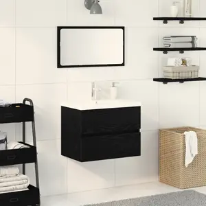 vidaXL Meuble de Lavabo de Salle de Bain Chêne noir 60 x 39 x 62 cm pas cher