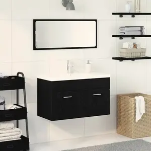 Comparateur de prix : vidaXL Cabinet de salle de bain Chêne noir 90 x 38,5 x 46 cm