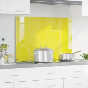 Comparateur de prix : vidaXL Dosseret De Cuisine Vidaxl Jaune 90x60x0,6 Cm En Verre Trempé