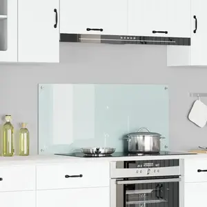vidaXL Évier De Cuisine Blanc 110x50x0,6 Cm En Verre Trempé Vidaxl pas cher