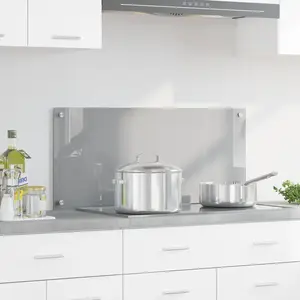 vidaXL Dosseret de cuisine Gris clair 90x40x0,6 cm en verre trempé pas cher
