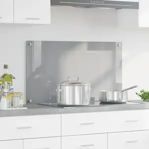 vidaXL Protection de cuisine Gris clair 90 x 50 cm verre trempé