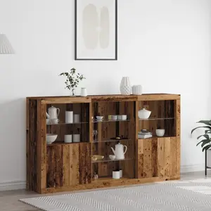 vidaXL Buffet LED Bois ancien 181,5 x 37 x 100 cm Bois d'ingénierie pas cher