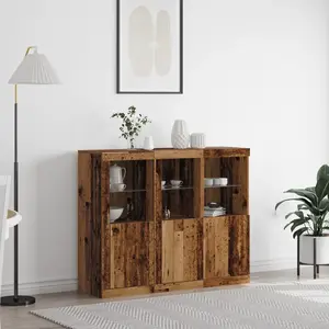 vidaXL Buffet 3 pcs Bois ancien 123 x 37 x 100 cm Bois d'ingénierie pas cher