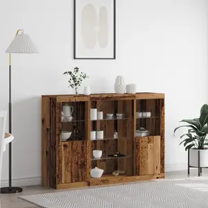 vidaXL Buffet LED Bois ancien 142,5 x 37 x 100 cm Bois d'ingénierie pas cher