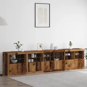 Comparateur de prix : vidaXL Vidaxl Buffet Avec Éclairages Led Bois Ancien 283x37x67 Cm