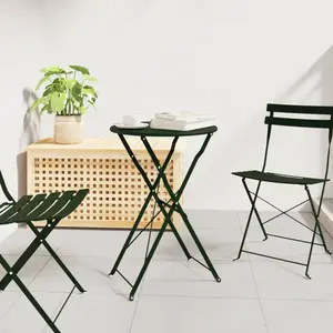 vidaXL Vidaxl Table Bistrot Pliable Vert Foncé Ø50x71 Cm Acier Revêtu pas cher
