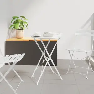 vidaXL Table bistrot Blanc Ø 50 x 71 cm Acier revêtu de poudre