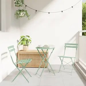 vidaXL Ensemble de Bistro Pliable 3 Pièces Mint Clair en Acier pas cher