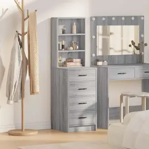 vidaXL Highboard Vidaxl Gris Sonoma 40x41x135 Cm En Bois D'ingénierie pas cher