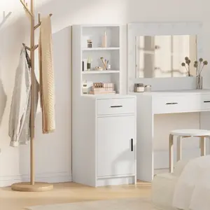 vidaXL Highboard Vidaxl Blanc 40x41x135 Cm En Bois D'ingénierie pas cher