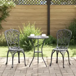 vidaXL Set de bistrot de jardin 3 pièces Noir en alu moulé pas cher