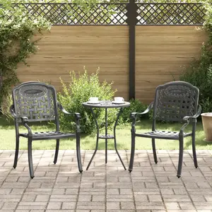 vidaXL Chaises De Jardin Vidaxl 2 Pcs Noires En Aluminium Moulé pas cher