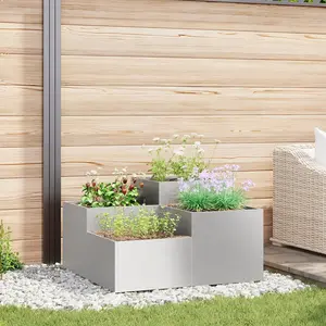 vidaXL Jardinière vidaXL 80x80x48 cm en acier inoxydable pas cher