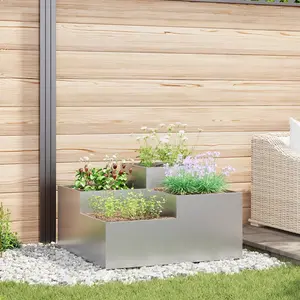 vidaXL Jardinière Vidaxl 100x100x48 Cm En Acier Galvanisé pas cher