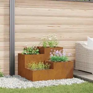 VIDAXL Jardin Pot De 100x100x60 Cm En Acier Weathering pas cher