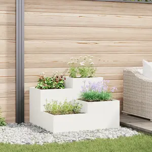 vidaXL Jardinière Vidaxl 100x100x60 Cm Acier Blanc pas cher