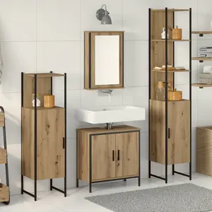 Comparateur de prix : vidaXL Ensemble de mobilier de salle de bain avec étagère 4 pcs Marron